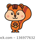 松鼠叼著橡實的插圖 136977632