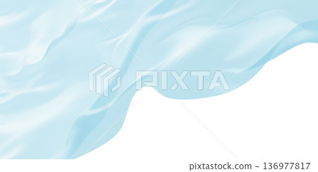 Abstract light blue sheer fabric flowing in the wind isolated on white background with copy space transparent cloth 3D render Abstract light blue sheer fabric flowing in the wind isolated on white background with copy space transparent cloth 3D render 136977817
