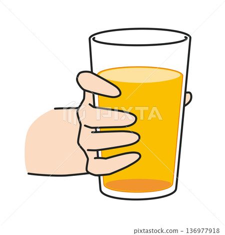 Illustration of a hand holding a glass of juice Illustration of a hand holding a glass of juice 136977918