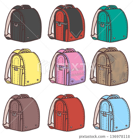 各種書包的插圖集 各種書包的插圖集 136978118