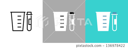 Simple urine test paper cup and test tube vector icon Simple urine test paper cup and test tube vector icon 136978422