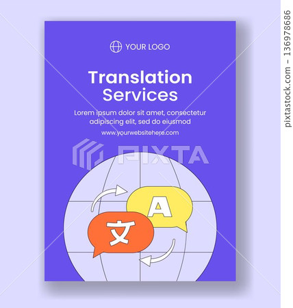Vertical Poster Translation Service Flat Cartoon Hand Drawn Background Illustration 136978686