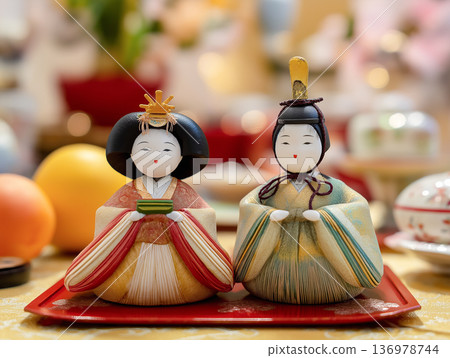 Hina dolls displayed on the Japanese Doll Festival on March 3rd 136978744