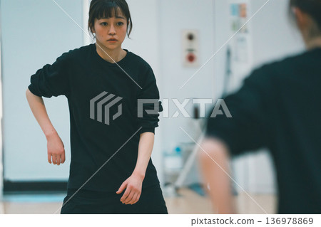 Girls practicing dance Girls practicing dance 136978869