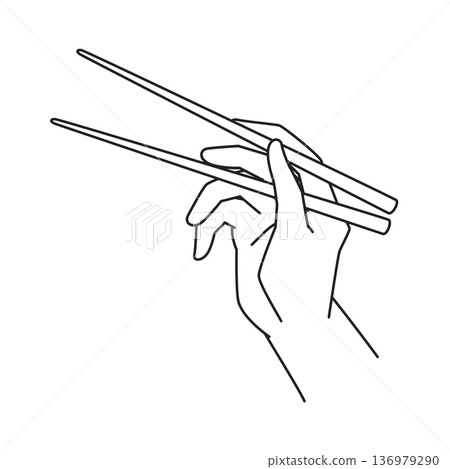 一手拿著筷子的線條畫 一手拿著筷子的線條畫 136979290