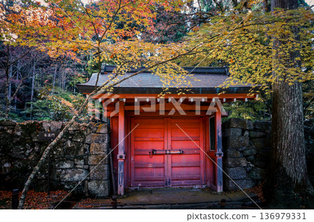 Nov 23 2025 Red Wooden Door at Sanzen in Temple Kyoto 136979331