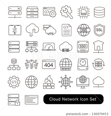 雲端、網路和安全性圖示集 136979453
