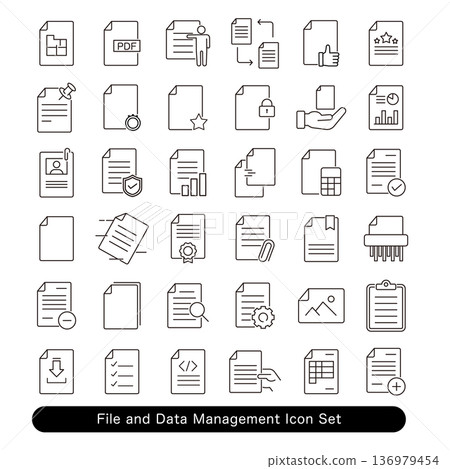 File and data management icon set 136979454