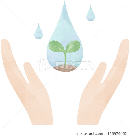 Watercolor illustration of a leaf floating in the palm of your hand | Environmental protection, sustainability, growth, SDGs, nature Watercolor illustration of a leaf floating in the palm of your hand | Environmental protection, sustainability, growth, SDGs, nature 136979462