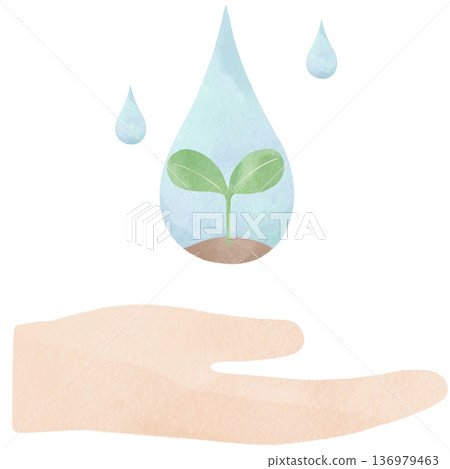 Watercolor illustration of a leaf floating in the palm of your hand | Environmental protection, sustainability, growth, SDGs, nature Watercolor illustration of a leaf floating in the palm of your hand | Environmental protection, sustainability, growth, SDGs, nature 136979463