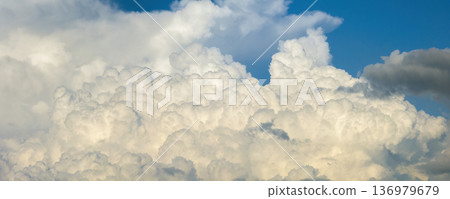 Rain clouds forming on blue Florida sky. Colorful summer skyscape 136979679