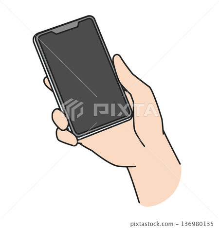 Illustration of a hand with a smartphone Illustration of a hand with a smartphone 136980135