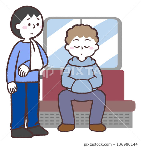 Illustration of an injured man who is unable to sit in a car 136980144