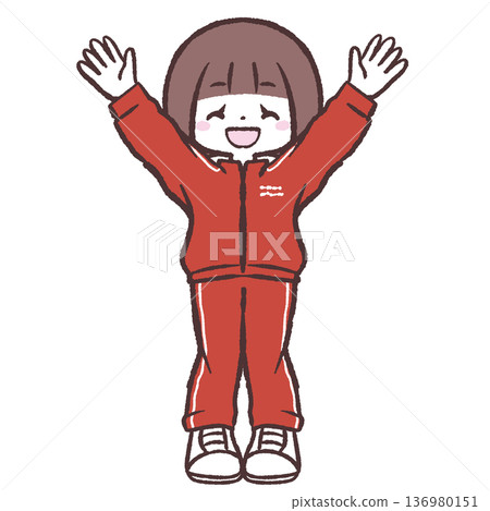 穿著紅色球衣的女孩加油的插圖 136980151