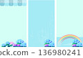 Hydrangea and rain background illustration set Image of rainy season Rainbow and ripple frame Vertical 136980241