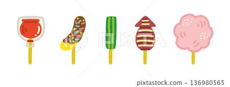 Festival food stall set illustration summer festival hand drawn simple 136980565