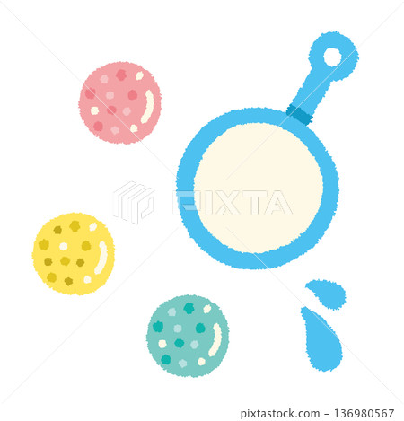 Super ball scooping illustration summer festival fair poi hand-drawn simple 136980567