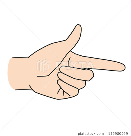 Illustration of a left hand pointing to the right 136980939