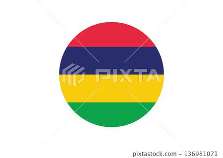Mauritius Flag Round Badge Icon With Red Blue Yellow Green Stripes Flat Vector Design Mauritius Flag Round Badge Icon With Red Blue Yellow Green Stripes Flat Vector Design 136981071