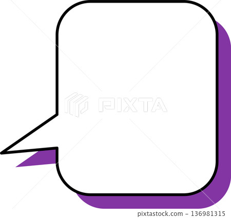 A single icon of a speech bubble with a shadow. A rectangle with rounded corners. A single icon of a speech bubble with a shadow. A rectangle with rounded corners. 136981315