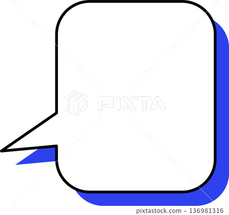 A single icon of a speech bubble with a shadow. A rectangle with rounded corners. A single icon of a speech bubble with a shadow. A rectangle with rounded corners. 136981316