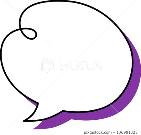 Single icon of a speech bubble with a shadow - Twisted oval Single icon of a speech bubble with a shadow - Twisted oval 136981325