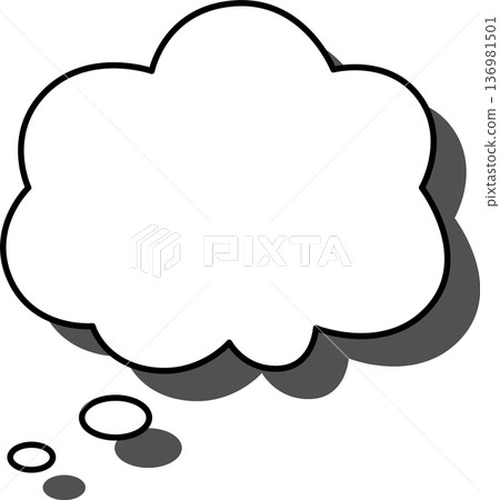 一個帶有陰影的對話框圖標，蓬鬆得像雲朵。 136981501