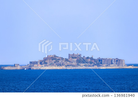 Nagasaki City - View of Gunkanjima from Nomozaki Narcissus Hill - Dinosaur Museum 136981940