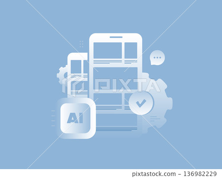 AI automation dashboard, mobile app interface screens, chatbot message bubbles and task checklist for digital productivity platform, modern ai automation flat UI design, vector illustration AI automation dashboard, mobile app interface screens, chatbot message bubbles and task checklist for digital productivity platform, modern ai automation flat UI design, vector illustration 136982229