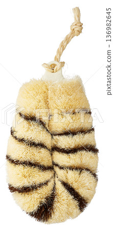 白色背景上的條紋棕櫚刷(帶繩子) 白色背景上的條紋棕櫚刷(帶繩子) 136982645