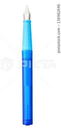 A fountain pen with a blue skeleton body cut out on a white background A fountain pen with a blue skeleton body cut out on a white background 136982646