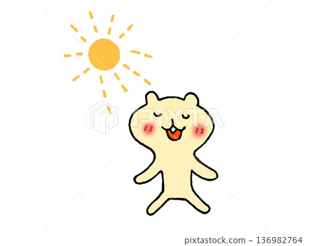 Illustration of a cute squirrel basking in sunlight 136982764