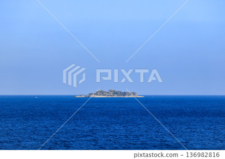 Nagasaki City - View of Gunkanjima from Nomozaki Narcissus Hill - Dinosaur Museum 136982816