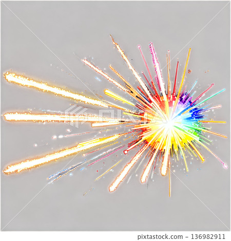 Fireworks festival, fireworks, Japanese-style fireworks, sparklers, sparkling particles, transparent, summer festival 136982911
