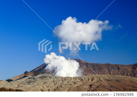 View of the smoking crater of Mt. Nakadake from Kusasenri Observatory 136982986