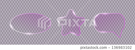 Glass frames. Futuristic glowing pink elements glassmorphism transparent effect. Glass frames. Futuristic glowing pink elements glassmorphism transparent effect. 136983102