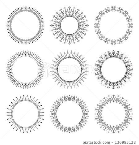 Big tribal circular geometric ornament frame set collection seamless tattoo Big tribal circular geometric ornament frame set collection seamless tattoo 136983128