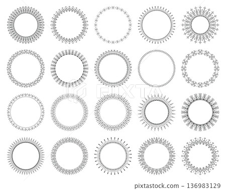 Big tribal circular geometric ornament frame set collection seamless tattoo Big tribal circular geometric ornament frame set collection seamless tattoo 136983129