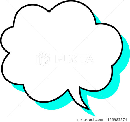 一個帶有陰影的對話框圖標，蓬鬆得像雲朵。 136983274