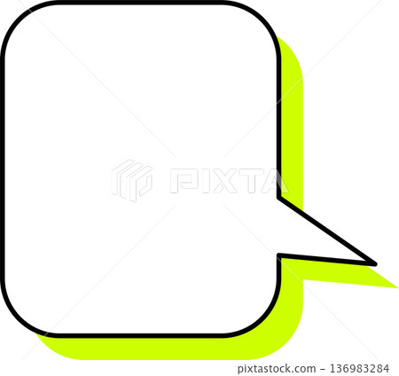 A single icon of a speech bubble with a shadow. A rectangle with rounded corners. A single icon of a speech bubble with a shadow. A rectangle with rounded corners. 136983284