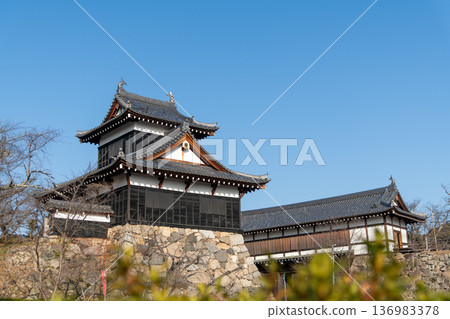 晴朗的日子裡，透過樹籬可以看到大手向櫓和大手門。 136983378