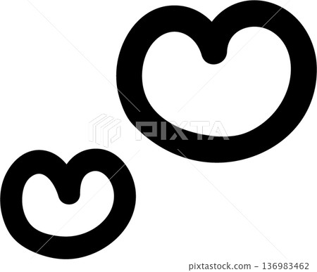 手繪黑色圓形心形向量圖 136983462
