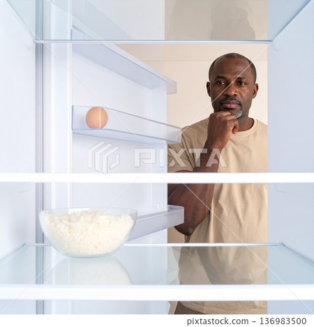 Inside the refrigerator POV A minimal scene expressing economic consciousness and dignity 136983500