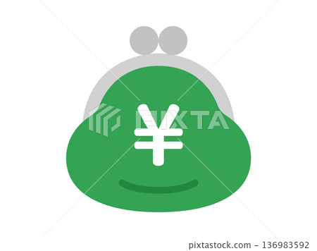 Illustration of a clasp wallet icon with a yen symbol 136983592