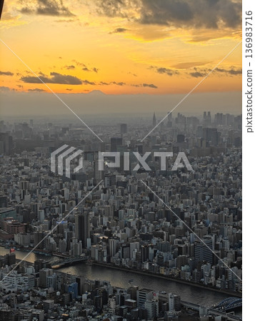 Beautiful sunset twilight orange sky evening 136983716