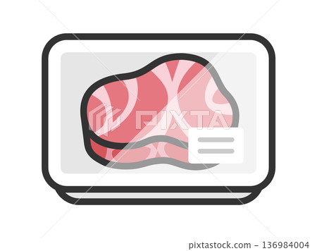 超市包裝中的菲力牛排圖示（彩色線條圖） 136984004