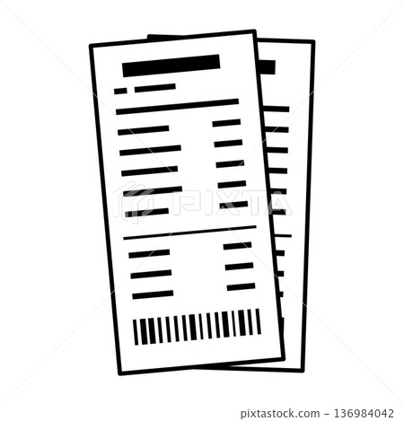 Illustration of two overlapping receipts Illustration of two overlapping receipts 136984042