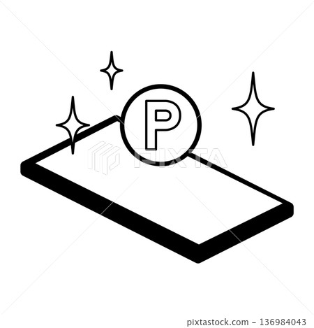 智慧型手機圖示素材，代表無現金支付和積分兌換 136984043