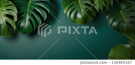 tropical leaves with space for text 136984167