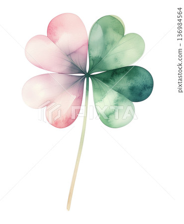 Pastel colored four-leaf clover watercolor illustration 1 / flyer and poster material 136984564